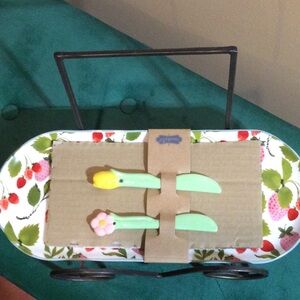 Floral Tray with Green Handles, Mudpie